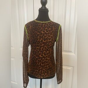 TNA by Aritzia mesh leopard print top Size L